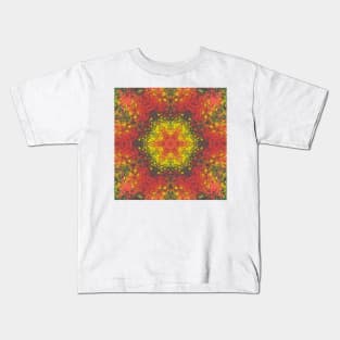 Digital Mandala Yellow Red and Black Kids T-Shirt